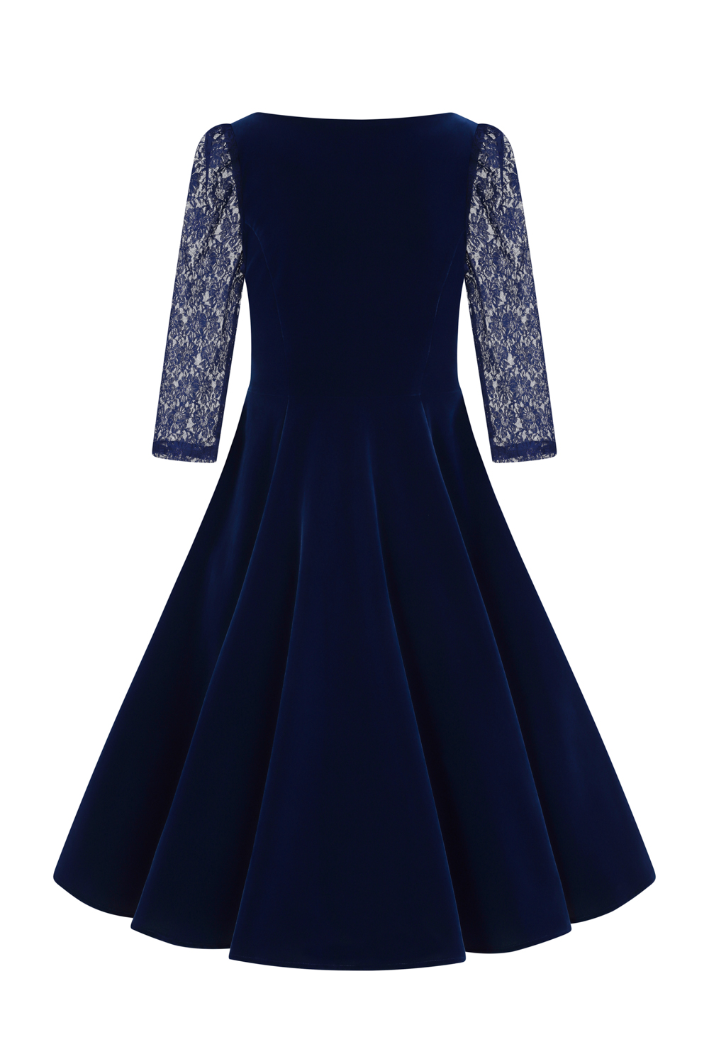 Divine Velvet Swing Dress In Navy Blue